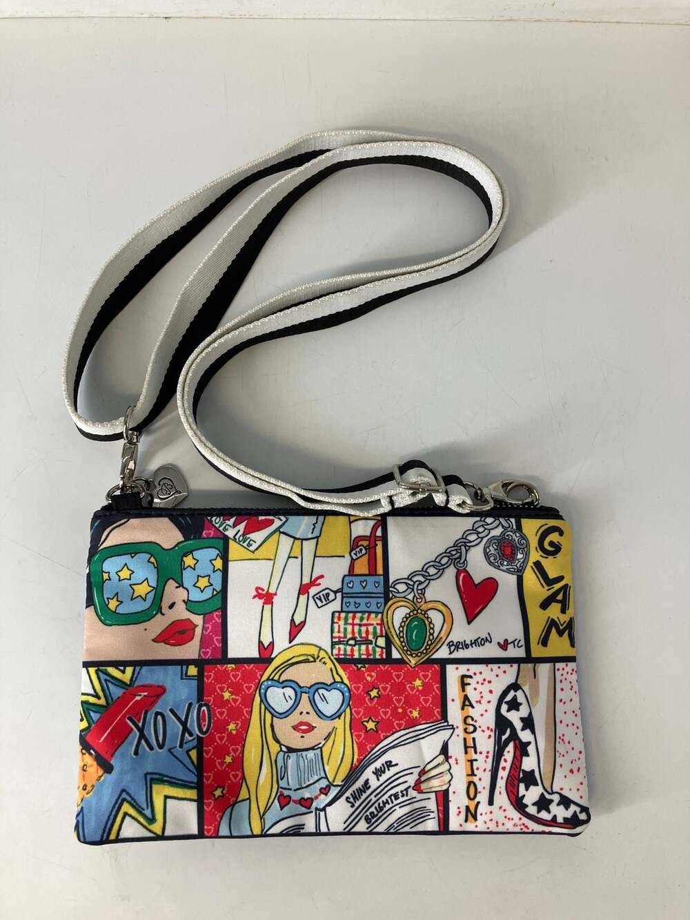 BRIGHTON SMALL MULTI COLOR AND PRINT NYLON CROSSBODY BAG